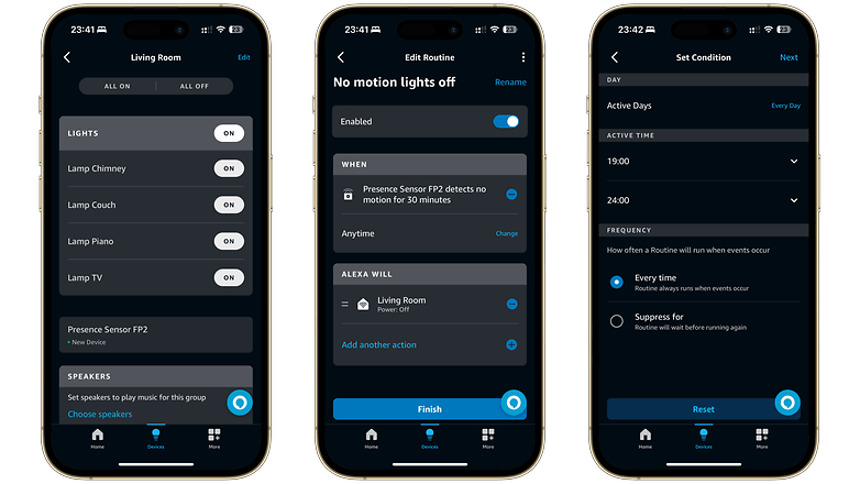 Routines settings on the Amazon Alexa smartphone app Routines settings on the Amazon Alexa smartphone app